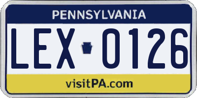 PA license plate LEX0126