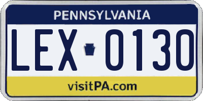 PA license plate LEX0130