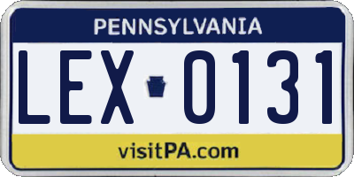 PA license plate LEX0131