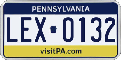 PA license plate LEX0132