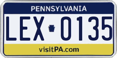 PA license plate LEX0135
