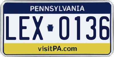 PA license plate LEX0136