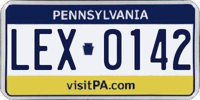 PA license plate LEX0142