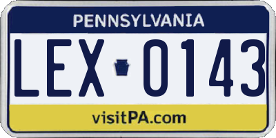 PA license plate LEX0143