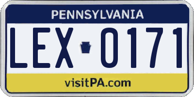 PA license plate LEX0171