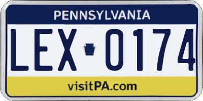 PA license plate LEX0174