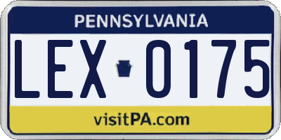 PA license plate LEX0175