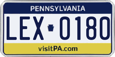 PA license plate LEX0180