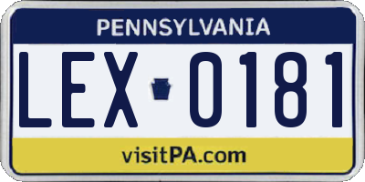 PA license plate LEX0181