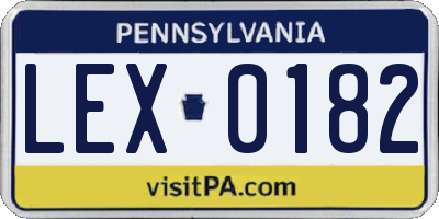 PA license plate LEX0182