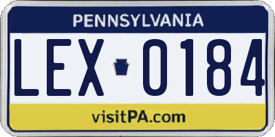 PA license plate LEX0184