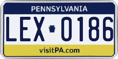 PA license plate LEX0186