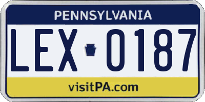 PA license plate LEX0187