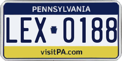 PA license plate LEX0188