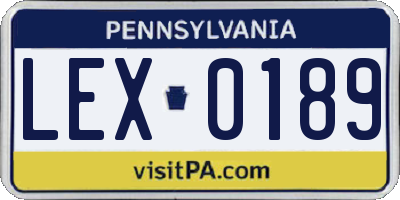 PA license plate LEX0189