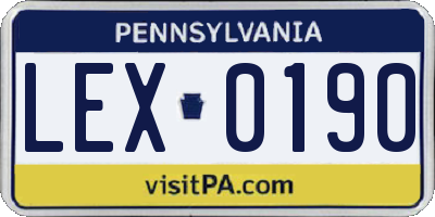 PA license plate LEX0190
