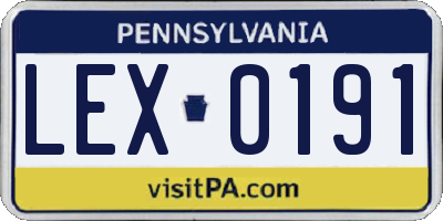 PA license plate LEX0191
