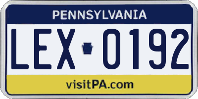 PA license plate LEX0192