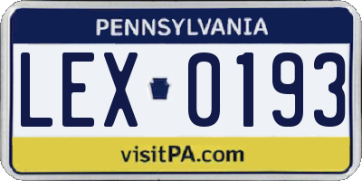 PA license plate LEX0193