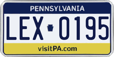 PA license plate LEX0195