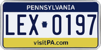 PA license plate LEX0197