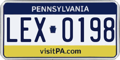 PA license plate LEX0198