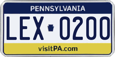 PA license plate LEX0200