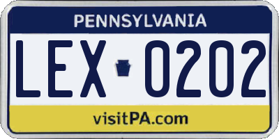 PA license plate LEX0202