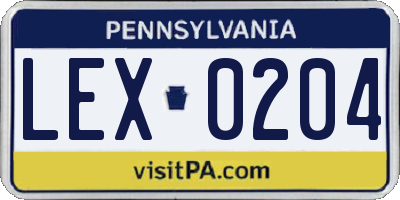 PA license plate LEX0204