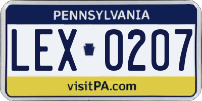PA license plate LEX0207