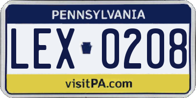 PA license plate LEX0208