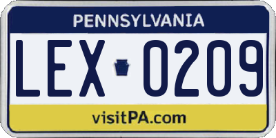 PA license plate LEX0209