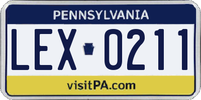 PA license plate LEX0211