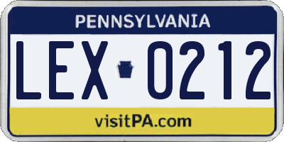 PA license plate LEX0212