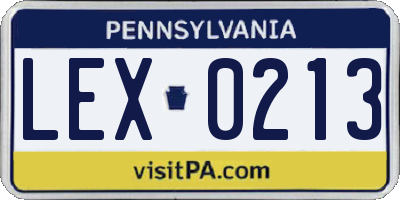 PA license plate LEX0213