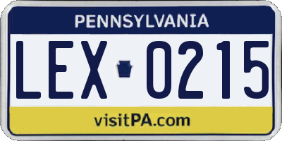 PA license plate LEX0215