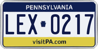 PA license plate LEX0217