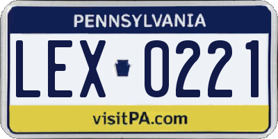 PA license plate LEX0221