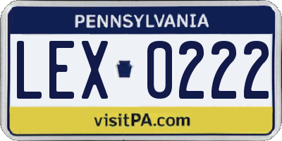 PA license plate LEX0222