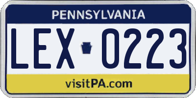 PA license plate LEX0223