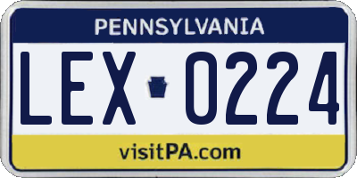 PA license plate LEX0224