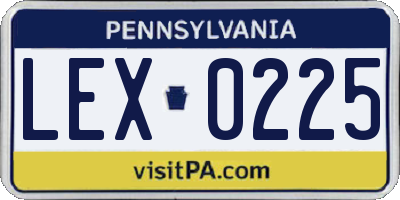 PA license plate LEX0225