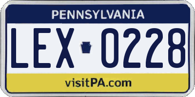 PA license plate LEX0228