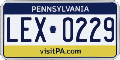 PA license plate LEX0229