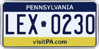 PA license plate LEX0230