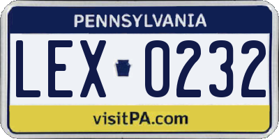 PA license plate LEX0232