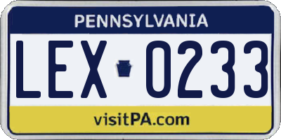 PA license plate LEX0233