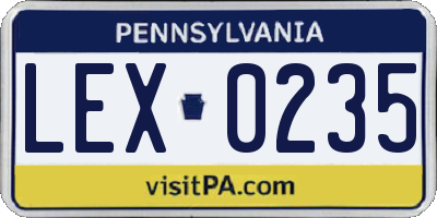 PA license plate LEX0235