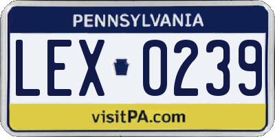 PA license plate LEX0239
