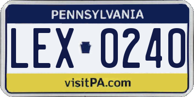 PA license plate LEX0240